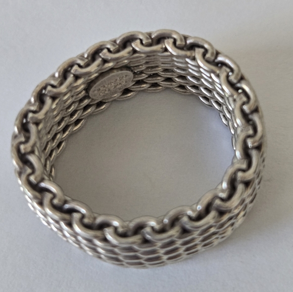 Tiffany & Co Classic Somerset Mesh Basket Weave .925 Sterling Silver Ring Size 7 - Picture 5 of 16